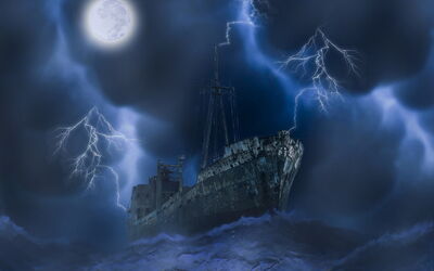 Spookachtig scheepswrak