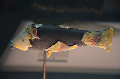 Vis vormige fles, museum voor antiek glas