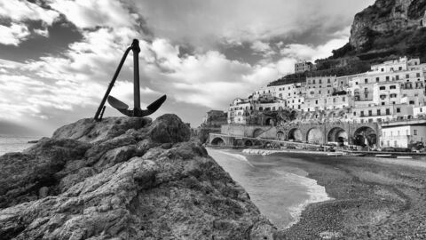 Het strand in Atrani