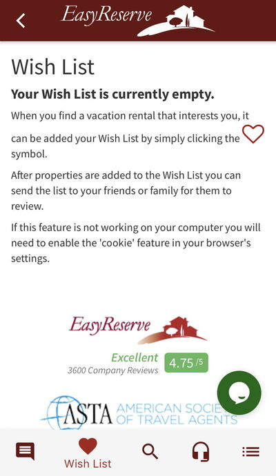 Easy Reserve App, Wenslijst en Contacteer Ons