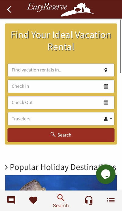 eserve App, Accommodatie Zoeken
