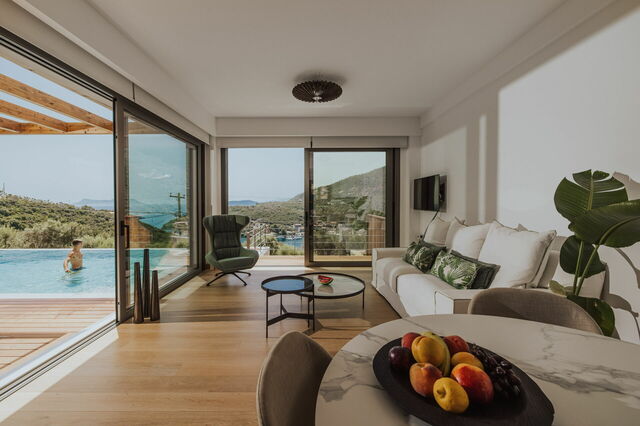 Villa Sivota, woonkamer