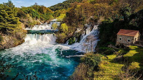 Een waterval in Krka