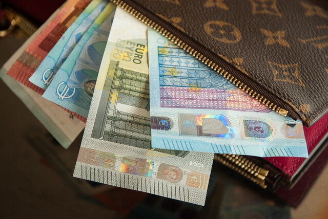 Euro's in portemonnee