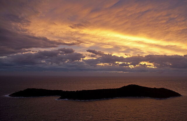 Lokrum, zonsondergang