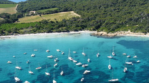 Boten in de zee bij Porquerolles