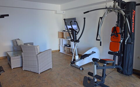 Villa Mustra: Sportschool, Kamer, Oefen Materiaal, Oefeningsmachine, Sportplaats, Bank, Weightlifting Machine, Lichamelijke Gesteldheid, Verdieping, Flooring