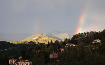 Panoramic view with rainbow