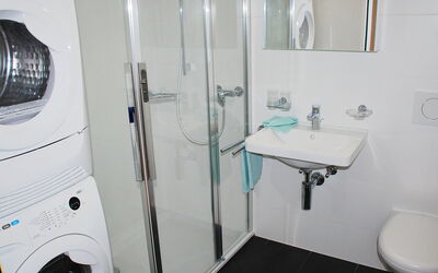 Laville A-3-3 75.4: Spiegel, Eigendom, Kraan, Wit, Wasruimte, Wastafel, Loodgieterswerkinrichting, Zwart, Badkamer, Laundry