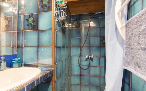 Faisans: Loodgieterswerkinrichting, Azure, Blauw, Wastafel, Badkamer, Interieur Ontwerp, Douche, Kraan, Loodgieter, Verdieping