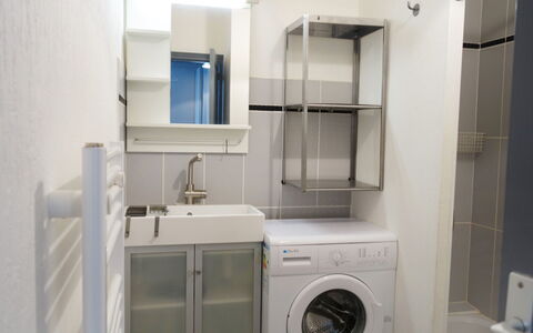 Le Continental: Wasruimte, Spiegel, Eigendom, Cabinetry, Wasdroger, Wasmachine, Wastafel, Kraan, Verdieping