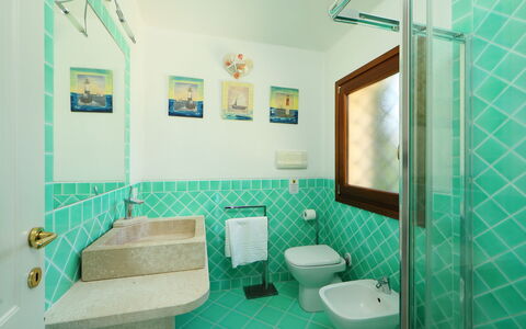 Iris: Badkamer, Kamer, Groen, Eigendom, Turkoois, Interieur Ontwerp, Gebouw, Architectuur, Tegel, Huis