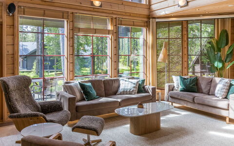 Villa Lumo (Ent. Ylläskyrö): Meubilair, Interieur Ontwerp, Hout, Flooring, Bankstel, Verdieping, Woonkamer, Plafond, Houten Vloer, Huis