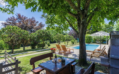 Tomazin: Struik, Tuin, Schaduw, Landscaping, Gazon, Werf, Backyard, Landgoed, Eco Hotel, Buitenmeubels