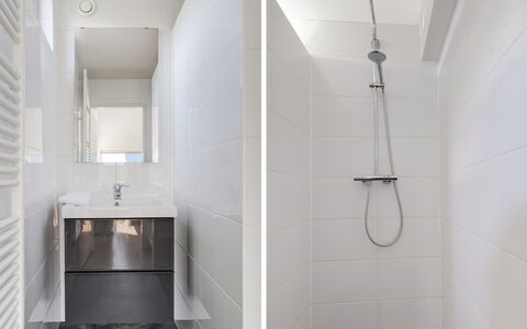 Lauwersoog 602: Spiegel, Loodgieterswerkinrichting, Eigendom, Wastafel, Kraan, Badkamer, Gebouw, Muur, Douchekop