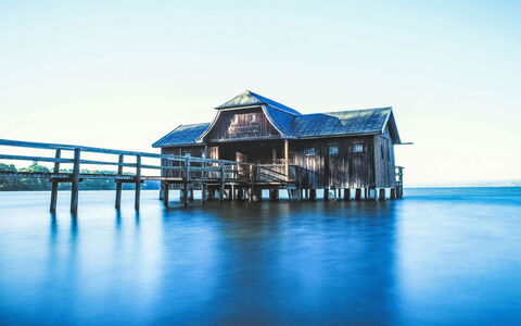 Casa Maja: Blauw, Water, Reflectie, Pier, Meer, Zee, Hut, Avond, Oceaan, Geluid