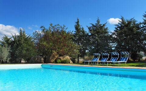 Agriturismo Le Selvole: Water, Lucht, Wolk, Fabriek, Zwembad, Blauw, Boom, Buitenmeubels, Schaduw, Natuurlijk Landschap