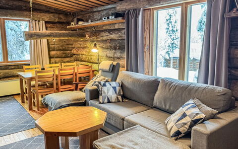 Rukalehto: Hout, Huis, Verblijf, Blokhut, Plafond, Hardwood, Beits, Plank, Woonkamer, Timmerhout