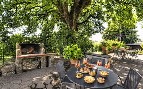 La Quercia: Meubilair, Buitenmeubels, Tafel, Tuin, Buitentafel, Stoel, Schaduw, De Lente, Trunk, Zonlicht