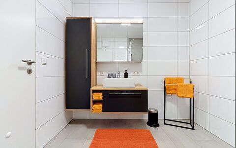 Apart Annabell: Flooring, Interieur Ontwerp, Verdieping, Muur, Loodgieterswerkinrichting, Hout, Badkamerkast, Badkamer, Cabinetry, Spiegel