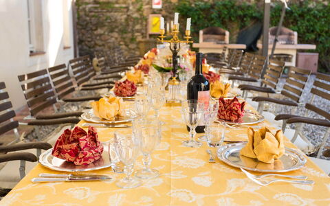 Villa Vaccoli: Voedsel, Tafel, Tableware, Meubilair, Glaswerk, Bord, Tafelkleed, Fabriek, Dishware, Drinkware