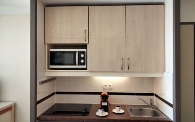 Le Village (E1 121) 400.72: Cabinetry, Countertop, Meubilair, Gebouw, Gasfornuis, Toestel Van De Keuken, Fornuis, Keuken, Huishoudapparatuur, Hout