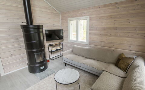 Villa Galdu a: Hout, Hardwood, Blokhut, Plank, Beits, Houten Vloer, Woonkamer, Winter, Siding