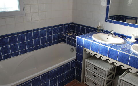 Clos Saint Joseph: Badkamer, Tegel, Eigendom, Blauw, Kamer, Verdieping, Wastafel, Bad, Muur, Architectuur