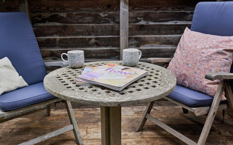 Yrja - 150M from the Sea: Meubilair, Hout, Buitenmeubels, Stoel, Buitentafel, Hardwood, Beits, Bloempot, Patio