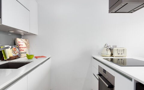 Avant-Garde, Shoreditch: Cabinetry, Wit, Keuken, Stellingen, Wastafel, Verdieping, Flooring, Toestel Van De Keuken, Hout