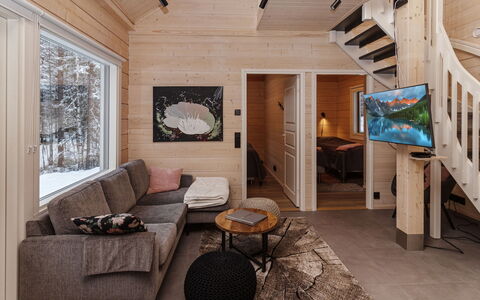 Mäkitie 4: Hout, Huis, Interieur Ontwerp, Flooring, Verdieping, Verblijf, Kamer, Woonkamer, Blokhut, Hardwood