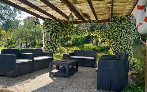 Villa Le Ripe Apartments - Gambassi Terme, Toscana: Fabriek, Eigendom, Plantkunde, Schaduw, Interieur Ontwerp, Gras, Gebouw, Tafel, Buitenmeubels, Landschap
