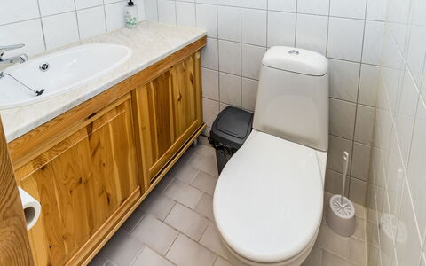 Villa Saaruakuja 3 As.1: Wc Bril, Wastafel In De Badkamer, Badkamer, Toilet, Loodgieterswerkinrichting, Wastafel, Flooring, Badkamerkast, Verdieping, Kraan