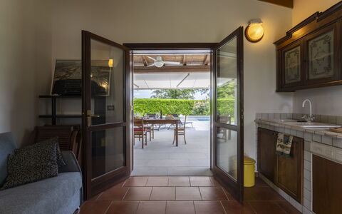 Casa del Marchese, Pool, Wifi, Castell' Arquato: Meubilair, Eigendom, Countertop, Cabinetry, Interieur Ontwerp, Hout, Tafel, Verdieping, Flooring, Keuken