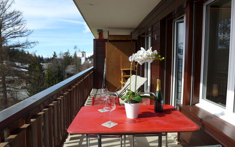 Crans-Montana 666: Gebouw, Tafel, Eigendom, Venster, Fabriek, Meubilair, Bloempot, Bloem, Kamerplant, Hout
