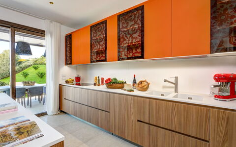 Villa Corallo - Sea Front | By Rocco Forte Villas: Cabinetry, Eigendom, Countertop, Kraan, Keuken, Hout, Oranje, Interieur Ontwerp, Venster, Muur
