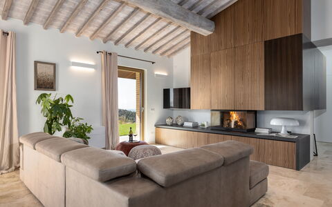 Villa Velari In Volterra With Private Pool, Ac: Eigendom, Meubilair, Fabriek, Gebouw, Comfort, Hout, Woonkamer, Interieur Ontwerp, Architectuur, Verdieping