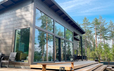 Villa Luoto: Hout, Hardwood, Dek, Veranda, Plank, Siding, Glas, Garden Gebouwen, Schaduw, Blokhut