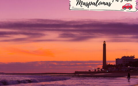 Maspalomas 1060: Horizon, Afterglow, Toren, Schemer, Oranje, Zonsondergang, Zonsopkomst, Zee, Strand