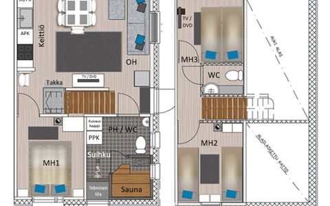 Golfarinkunnas 7B: Meubilair, Interieur Ontwerp, Flooring, Verdieping, Tafel, Plafond, Keuken En Eettafel, Verlichting, Stoel, Huis