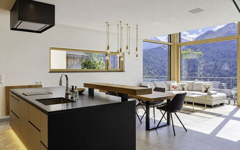 Skyline Retreat: Meubilair, Interieur Ontwerp, Flooring, Verdieping, Hout, Lichte Inrichting, Countertop, Keuken, Tafel, Plafond