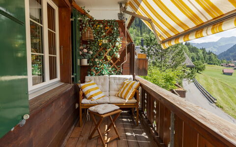 Chalet Anita: Hout, Balkon, Beits, Luifel, Bloempot, Kamerplant, Hardwood, Veranda, Schaduw, Ontwerp