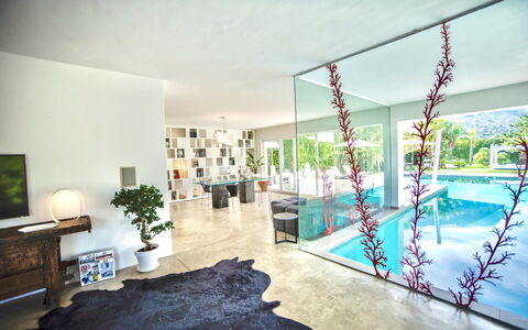 Terrasini Luxury Villa: Fabriek, Fotolijst, Water, Zwembad, Kamerplant, Groen, Bloempot, Gebouw, Verdieping, Flooring