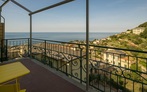 Pieve Ligure Seaside View, Wifi: Balkon, Zee, Kust, Appartement, Oceaan, Leuning, Baluster, Veranda, Hek, Toevlucht