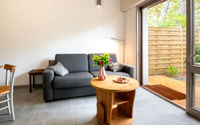 Hameau du Courant 406.2: Tafel, Meubilair, Bankstel, Venster, Fabriek, Comfort, Woonkamer, Interieur Ontwerp, Hout, Verdieping