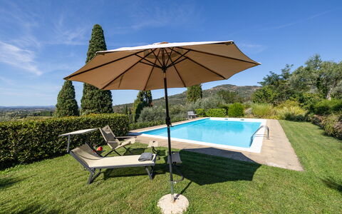 Villa Delle Rose: Fabriek, Lucht, Eigendom, Paraplu, Water, Schaduw, Buitenmeubels, Zwembad, Ligstoel, Boom