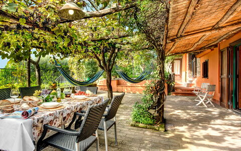 Villa Sorrentina With Panoramic Terrace: Meubilair, Fabriek, Gebouw, Tafel, Boom, Venster, Stoel, Schaduw, Buitenmeubels, Onroerend Goed