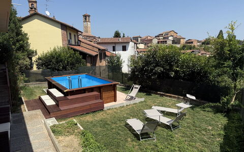 Castagnole Monferrato 200: Zwembad, Samengesteld Materiaal, Backyard, Tuin, Schaduw, Werf, Toevlucht, Landscaping, Ontwerp, Waterpartij