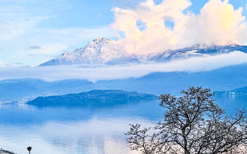 Gravedona 787: Blauw, Bergachtig Landvormen, Water, Natuur, Winter, Berg, Natuurlijk Landschap, Bergketen, Heuvel, Sneeuw