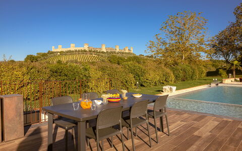 Le Torri, Borgo Campassini, Monteriggioni: Meubilair, Tafel, Buitenmeubels, Stoel, Buitentafel, Keuken En Eettafel, Tuin, Schaduw, Backyard, Eco Hotel